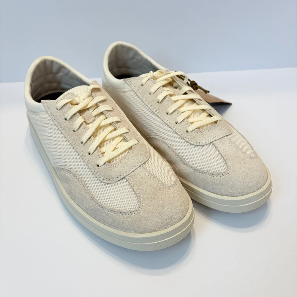 NEW OluKai Punini Mens White Sand Mesh Suede Drop-In Heel Sneakers  10.5M Casual